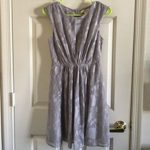 Light Gray Mid-Length Floral Print Dress